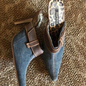 Denim slip on heels